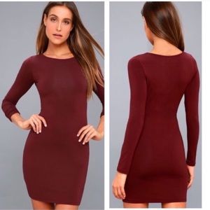 Lulus long sleeve burgundy dress